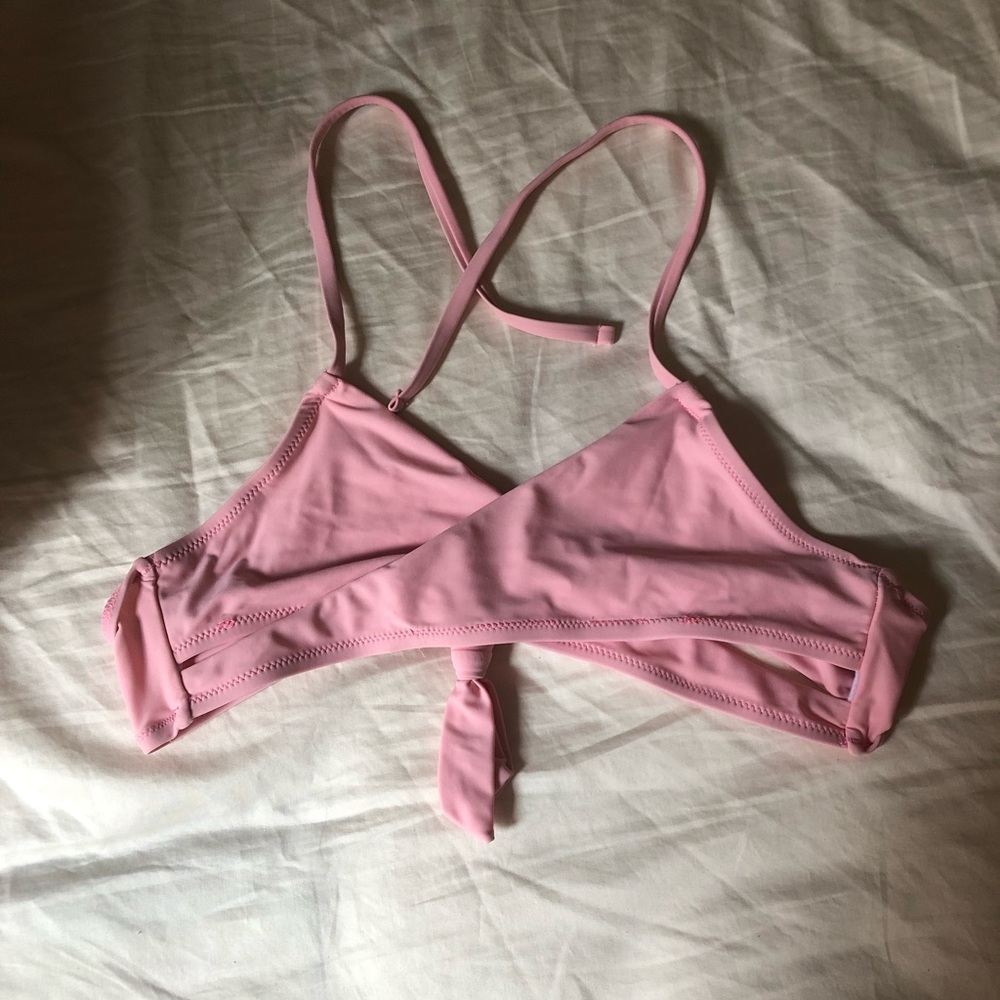 Wrap Halter Bikini Top Pink Size Small